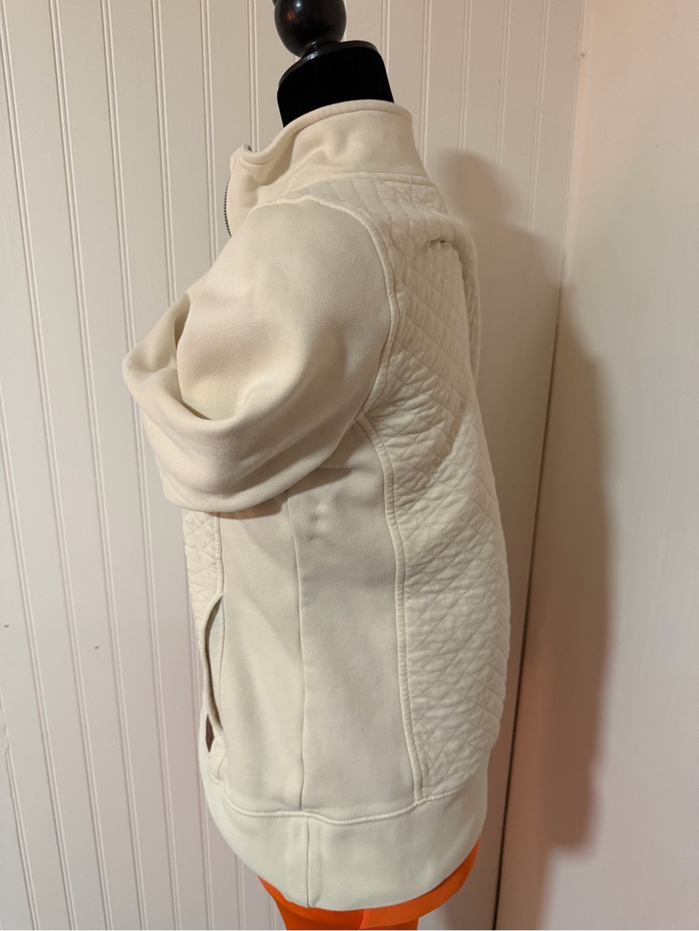 L.L.Bean Cream Quilted Quarter Zip Pullover Sweatshirt XS - Picture 3 of 7